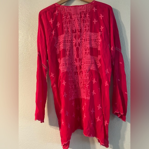 Johnny Was Embroidered Magenta Pink Tunic Shirt Size Medium - Picture 7 of 10